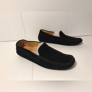 Bruno Parmigiani Made in Italy black suede loafers shoes men size EU 45